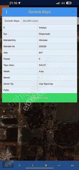 Döşemealtı Altınkale 545 M2 Köşe Villa Arsası