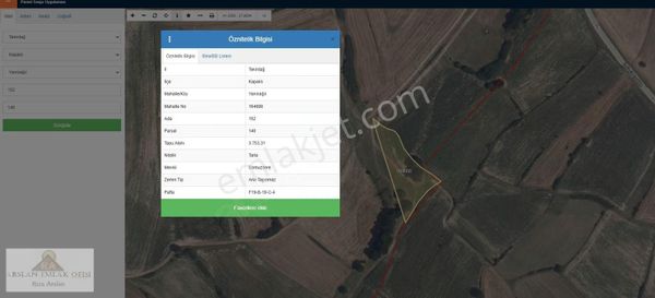 Arslan Emlak'tan Kapaklı Yanıkağıl'da 3.750 M2 Yatırımlık Tarla