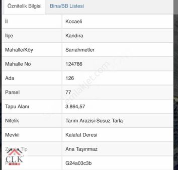 Clk'dan Kocaeli Kandıra Sarıahmetler Köyün'de Satılık Arsa