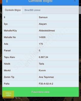 Deka Gayrimenkulden Satılık 6.867 M² Tarla