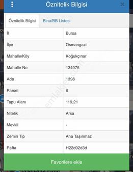 Bursa Osmangazi Koğukçınar Da 119.21 Metre² Tarla