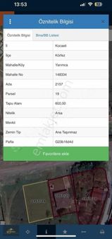 Körfez Yarımca Mahallesinde 600m2 İmarlı Arsa(takas Mevcut)