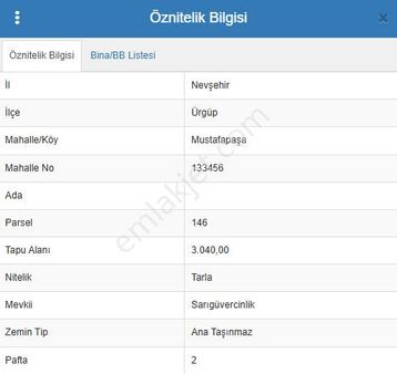 Ürgüp Mustafapaşa Üzengi Mevkinde Meyve Ağaçlı 3.000 M2