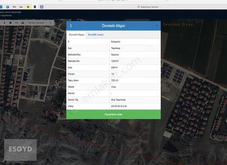 Esgyo'dan Sazova Mahallesin'de Satılık Arsa