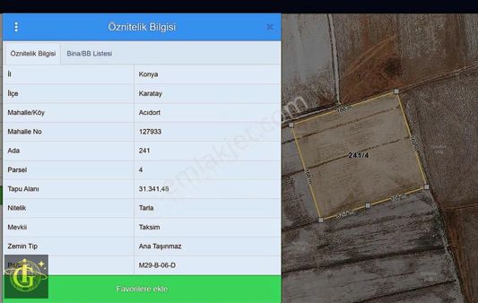 İkoniyum'dan Acıdort 31.341,48 M2 Tarla