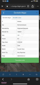 Ankara Kazan Da Satılık Tek Tapu 5.5 Dönüm Arsa