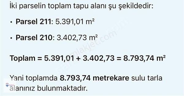 Remax Dem'den Satılık 8.793 M2 Fırsat Tarla