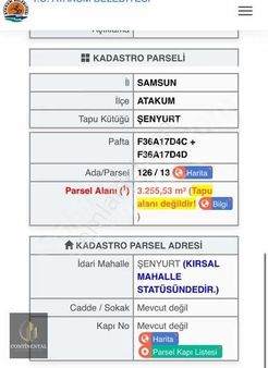 Atakum Şenyurt'ta Satılık Tarla