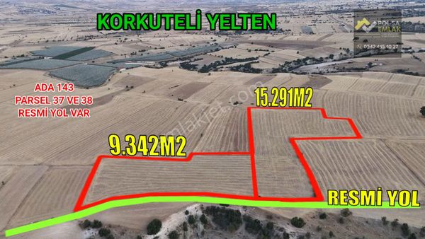 ✅korkuteli✅yelten'de ✅satılık 2 Adet Tarla ✅15. 291m2✅9.342m2✅toplam : 24.633m2