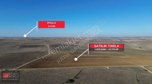 İpsala Yapıldak'ta Meraların İçinde Satılık 17,774m2 Arazi