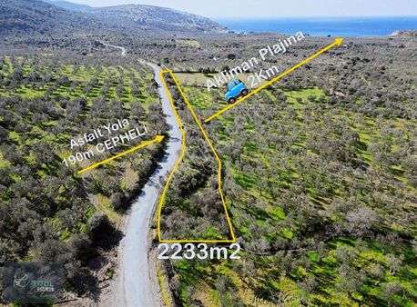 Babakale Köyü Yolu Üzerinde Asfalt Cepheli Deniz Manzaralı Tarla