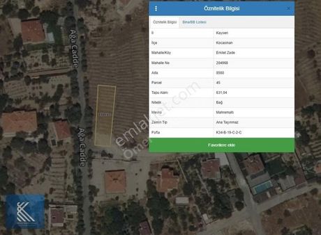 Erkilet Zade'de 631 M2 Satılık Bağ