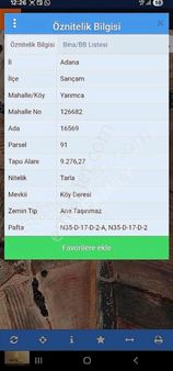 Sarıçam Yarımca'da 9276 M² Tek Tapu Tarla