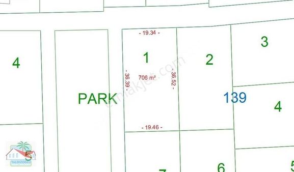 Bademağacı'nda Satılık 706 M2 Parka Cephe Köşe Parsel