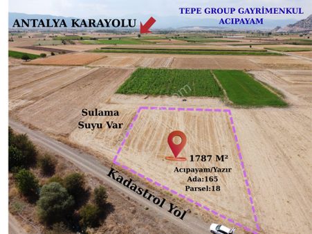 Acıpayam Yazır Mahallesinde Satılık 1787 M² Tarla