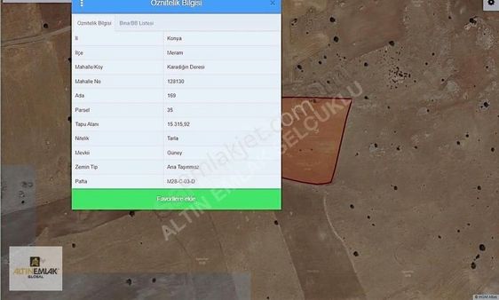Konya Meram Karadiğin Deresi Satılık Tarla