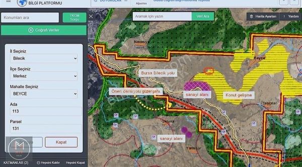 Yatırımlık Bilecik Merkez Beyce'de Konut Alanında Kalan Tarla