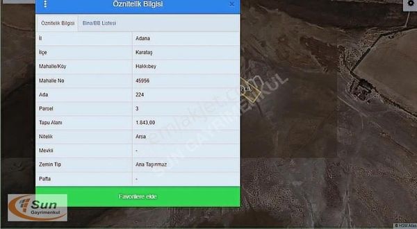 Sun Gayrimenkul'den Adana Karataş Hakkıbey'de 180m2 Satılık Arsa