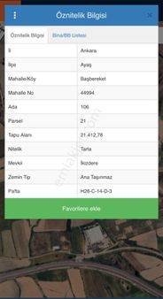 Ayaş Başbereket Mah. 4.000 M² Hisseli Satılık Arsa