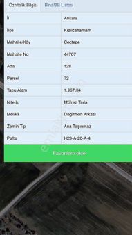 Polat Livedan Kızılcahamam Çeçtepede Tek Tapulu Harika Tarla
