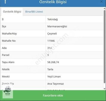 Tekirdağ Marmaraereğlisi 314,9 Da Ana Yola Cephe Denize Yakın