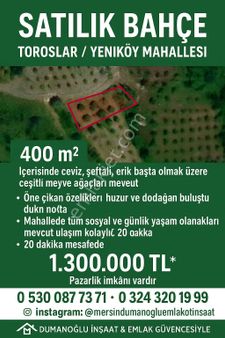 🏡 Satılık Bahçe – Toroslar / Yeniköy Mahallesi📐 Toplam Alan: 400 M²