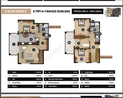 Planb'den Yeşilova'da Satılık Bahçe Dubleks 4+1