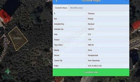 Delta Gayrimenkul'den Keşap Bozkurt Mah İmarlı Fırsat Arsa...