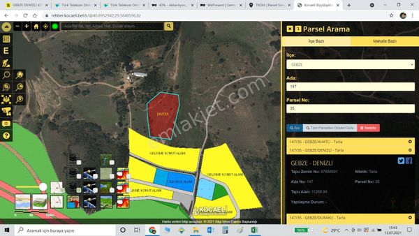 Gebze Denizli Köyünde 11.000 M² Satılık Arsa