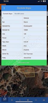 Sakarya Geyve Düzakçaşehirde 519 M² Satılık İmarlı Arsa