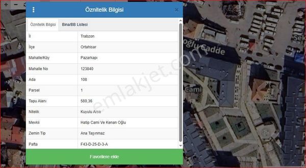 Kamer'den Ortahisar,pazarkapı Mah.'de Satılık Arsa Hissesi