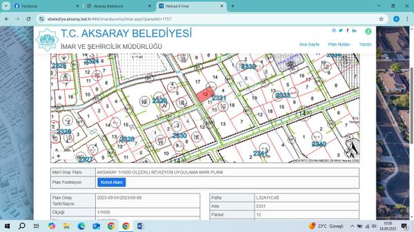 Aksaray Ereğli Kapıda İtfaiye Civarında Satılık Kupon Arsa Kat :4