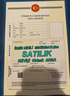İzmir Dikili Eskikıratlıda Satılık Köyiçi 184m2 Arsa Nitelik Arsa