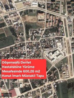 Döşemealtı Hastanesine Yürüme Mesafesinde 600,26 M² Konut İmarlı