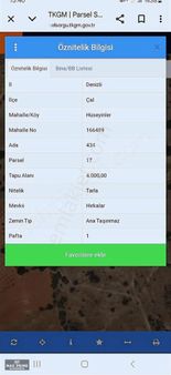 Denizli Çal Hüzeyinlerde Tokiye Yakın 4000 M² Satılık Tarla