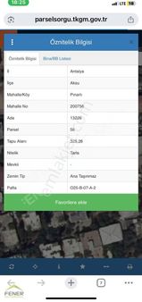 Aksu Pınarlıda Satılik Yatırımlık Tek Tapu Tarla