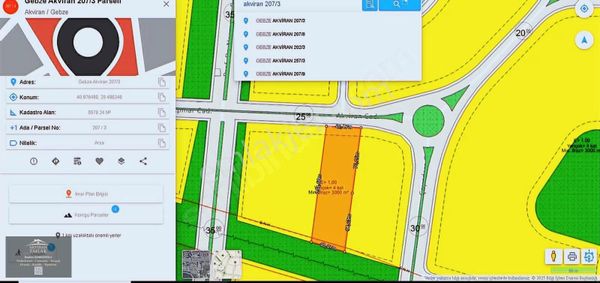 Gebze Akviranda 1 Emsal Konut Alanında Yeri Belli Arsalar