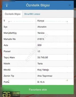 Konya Altınekin Yenice'de 33.745m² Tek Tapu Satılık Tarla!