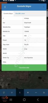 Antalya Döşemealtı Yeşilbayır Da Satılık Yola Yakın Villa Parsel