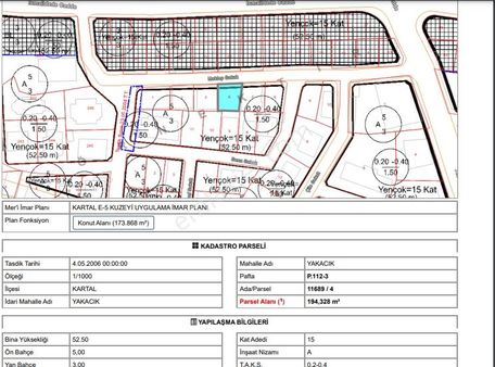 Yakacık Cumhuriyet Mahallesi'nde, Konut İmarlı, Müstakil 194m2