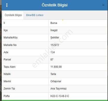 Şehitler Mahallesinde Bursa Eskişehir Yoluna Paralel 2.parselde