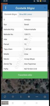 İbradıda 1607 M2 Arsa Satılık Kaya Emlaktan