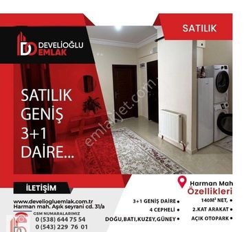 Develioğlu Emlaktan Harman Mah. Geniş 4 Cepheli Tertemiz Uygun Satılık Daire