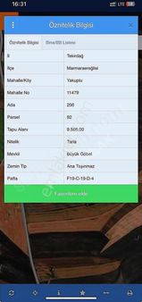 Aky Emlak'tan Marmara Ereğlisi Yakupluda 9.500 Mt Emsalsiz Tarla