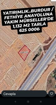 Yatırımlık....burdur Fethiye Anayoluna Cephe Yatırımlık Mustakil Tarla