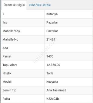 Kütahya Pazarlar Mh. 12850m2 Satılık Meyve Bahçesi