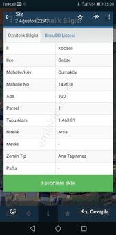 Açıklamayı Okuyun Gebze Cumaköyde 1.463.81 M2 Satılık Arsa