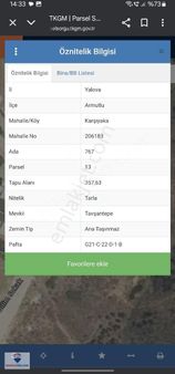 Yalova Armutlu'da Satılık 360 M2 İmarlı Arsa