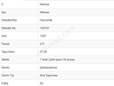 Manisa Akhisar Nuri Giyik Sanayi Sitesi Satılık Arsa