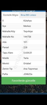 Kütahya Merkez Teşvikiye Satılık